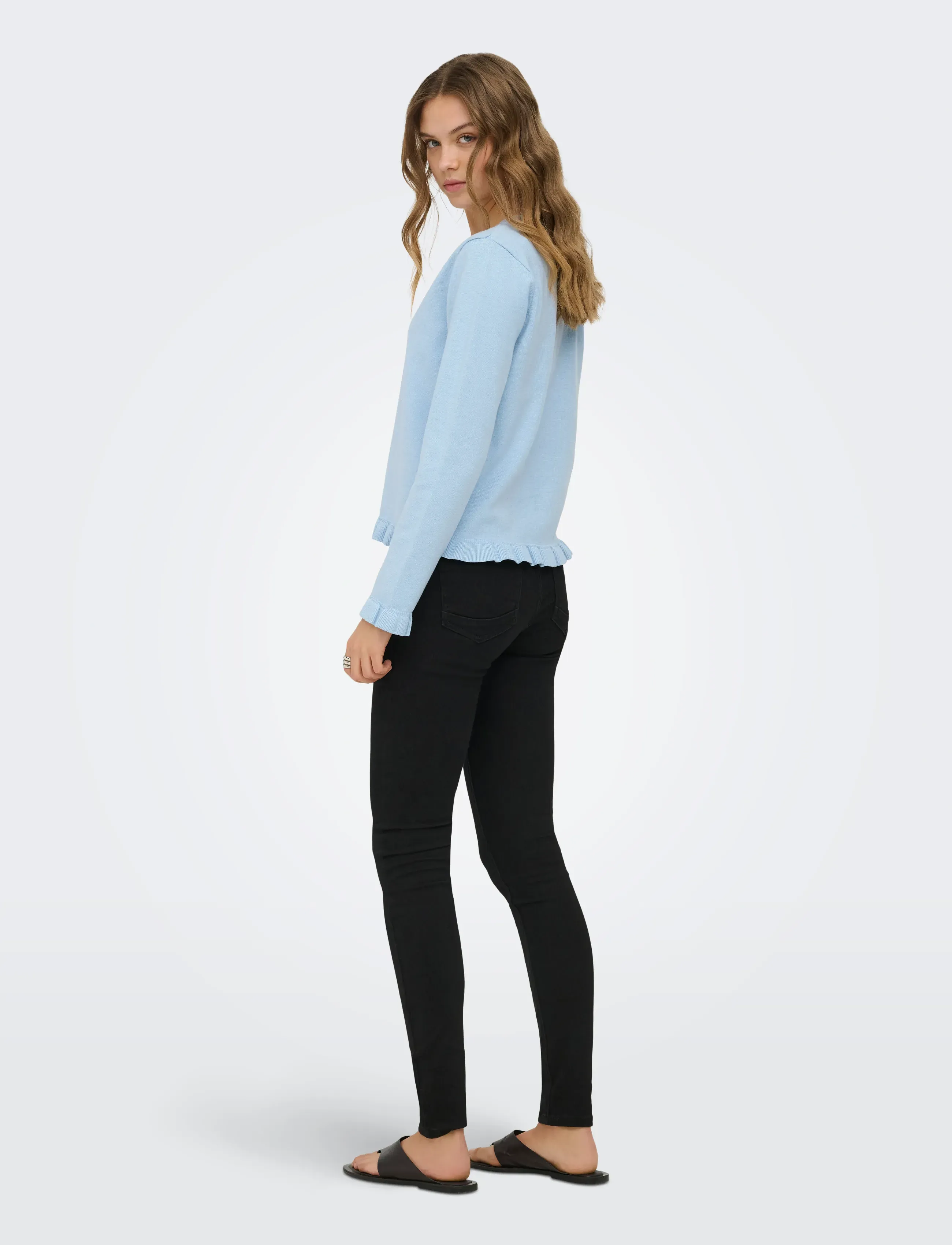 ONLY - ONLCINDEREL LS FRILL CARDIGAN EX KNT - koftor - cashmere blue - 3