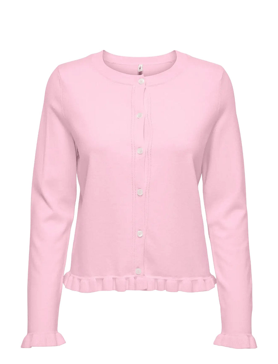 ONLY - ONLCINDEREL LS FRILL CARDIGAN EX KNT - koftor - flushing pink - 0