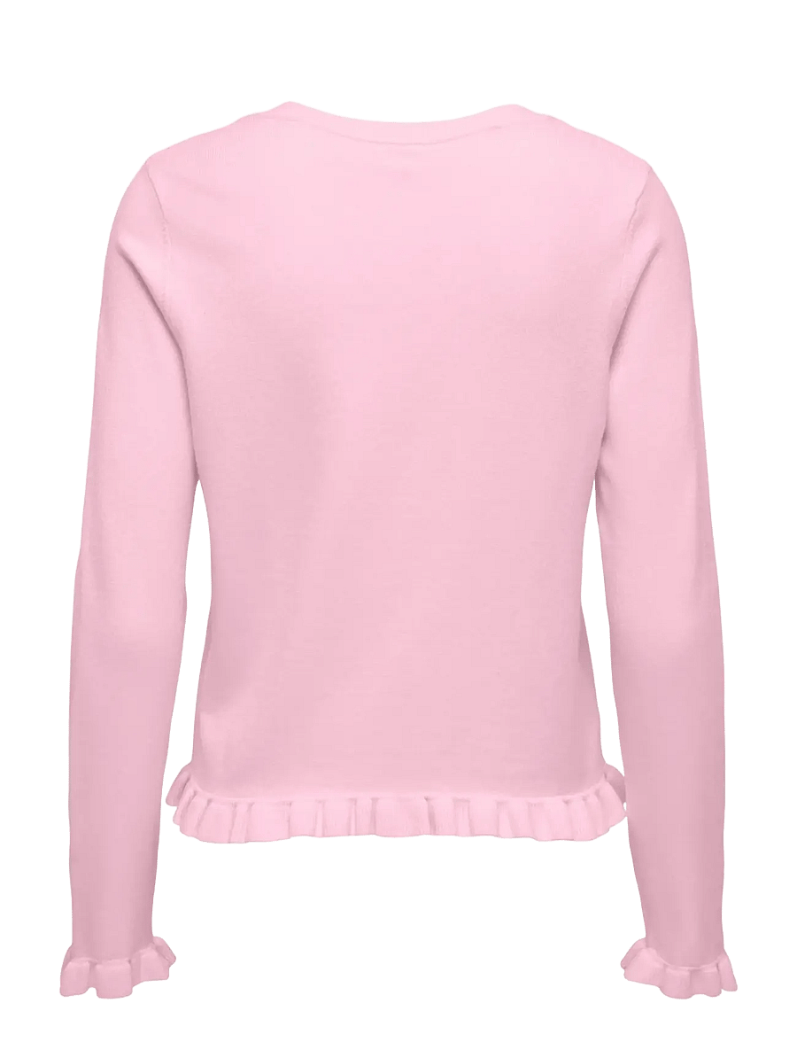 ONLY - ONLCINDEREL LS FRILL CARDIGAN EX KNT - koftor - flushing pink - 1