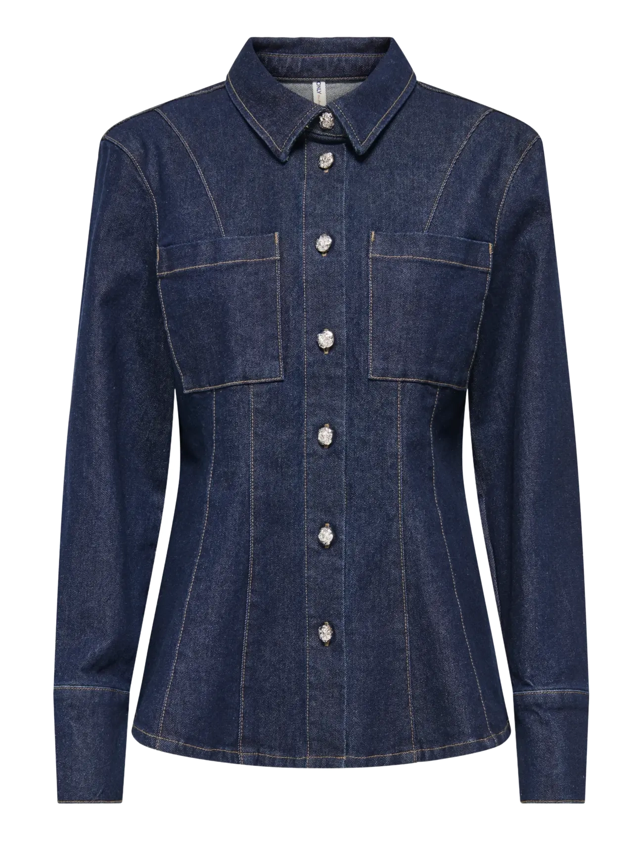 ONLROSIE L/S FITTED DNM JACKET GUA - DARK BLUE DENIM