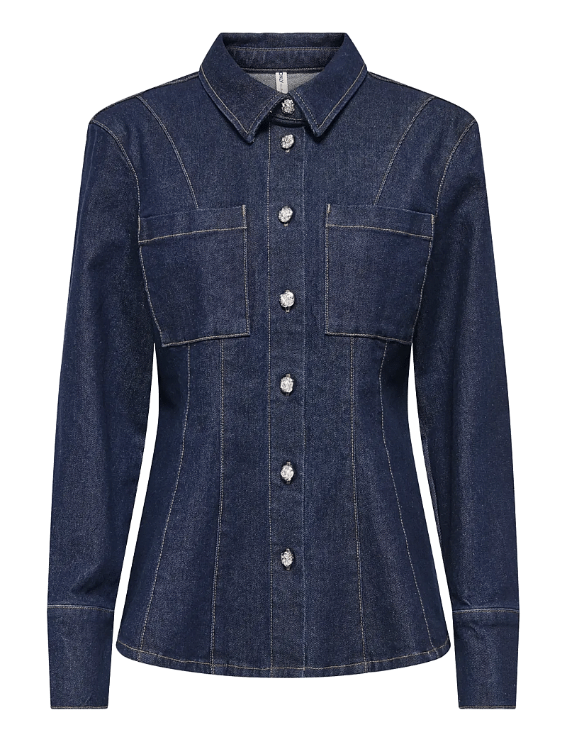 ONLY - ONLROSIE L/S FITTED DNM JACKET GUA - jeansjackor - dark blue denim - 1