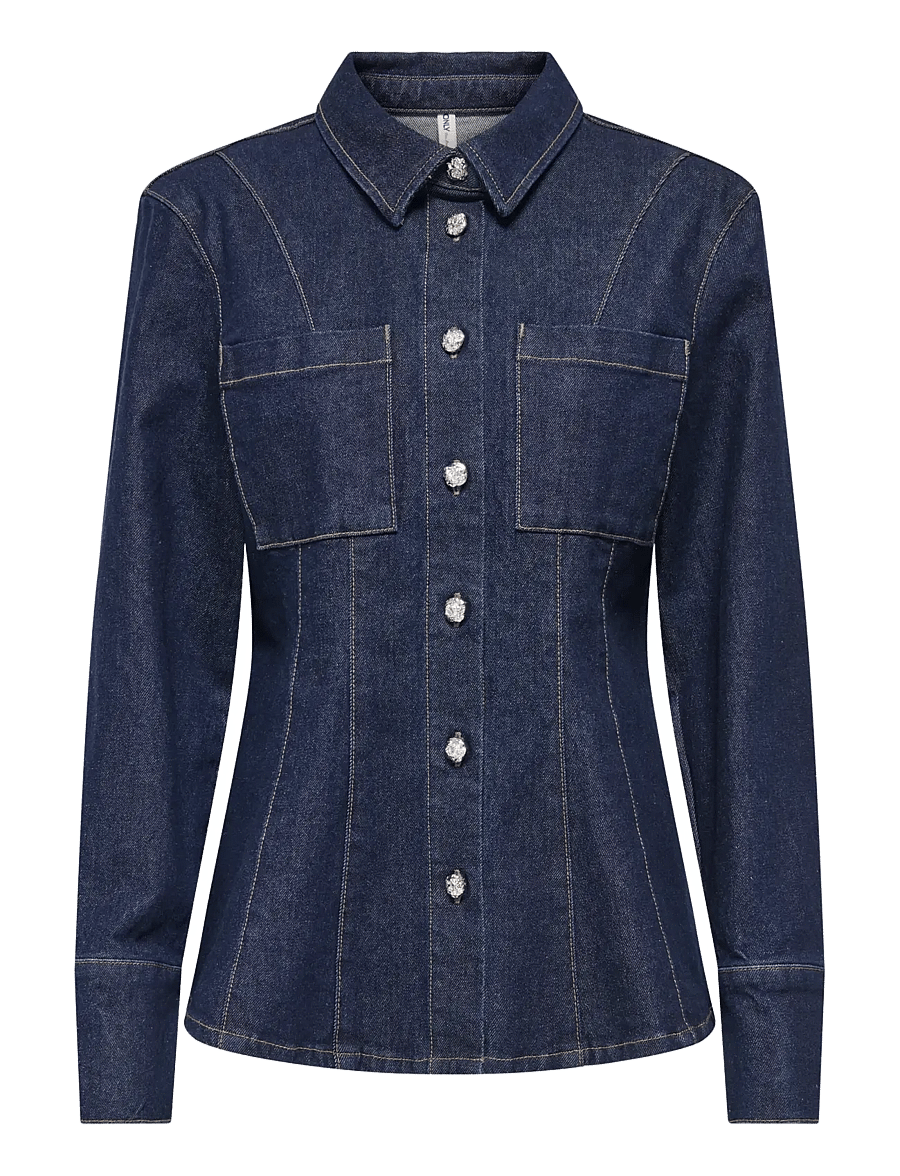 ONLY - ONLROSIE L/S FITTED DNM JACKET GUA - vestes de printemps - dark blue denim - 1