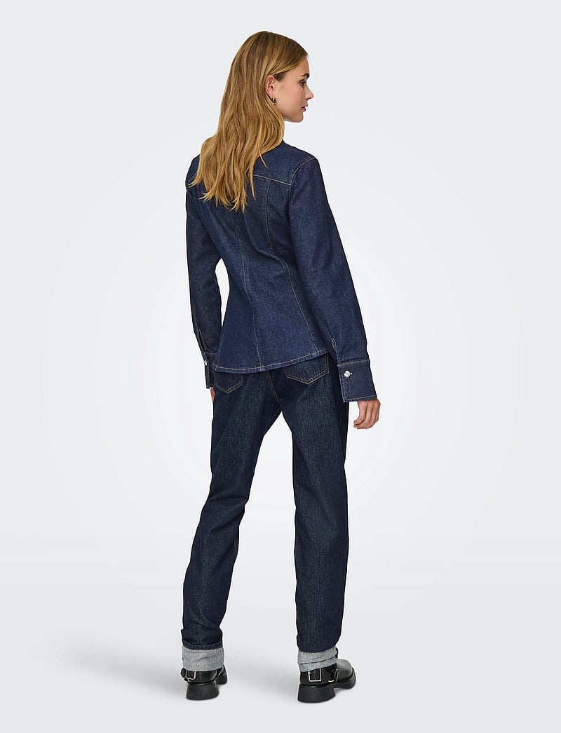 ONLY - ONLROSIE L/S FITTED DNM JACKET GUA - jeansjackor - dark blue denim - 3