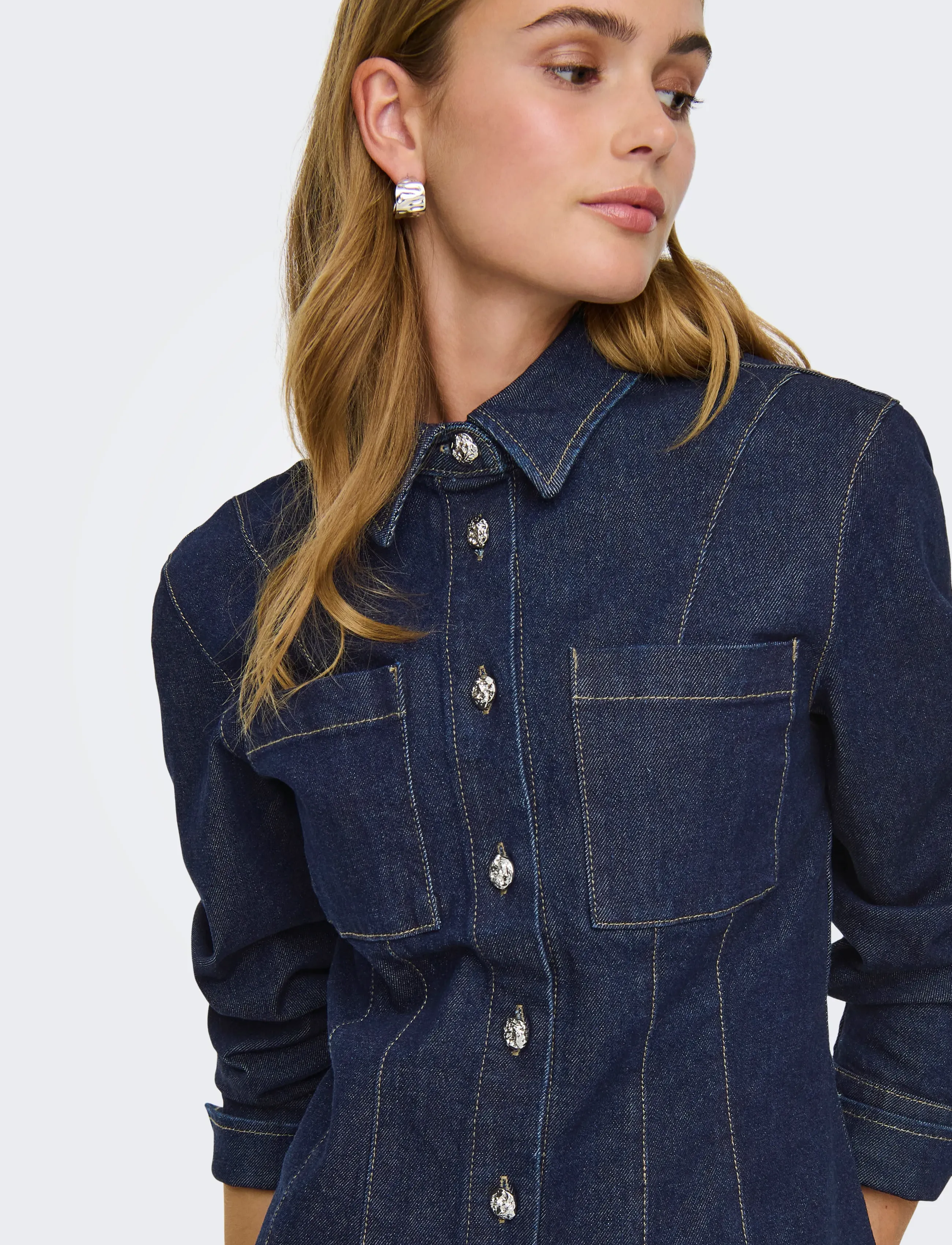 ONLY - ONLROSIE L/S FITTED DNM JACKET GUA - vestes de printemps - dark blue denim - 5