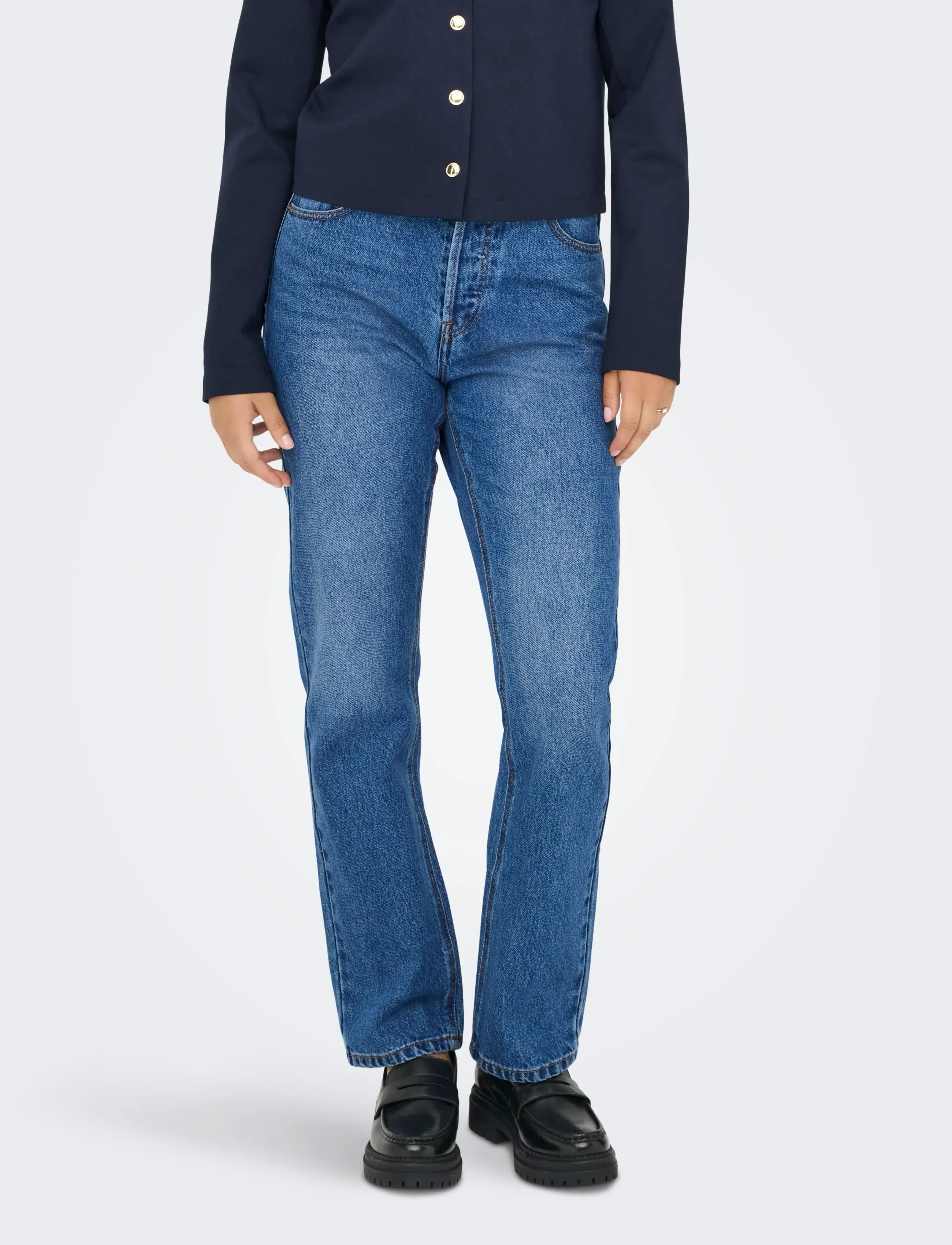 ONLY ONLHAZEL HW STRAIGHT DNM GUA - Straight jeans - MEDIUM BLUE DENIM / blue