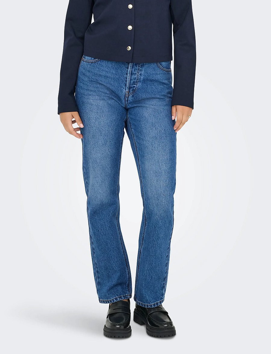 ONLY - ONLHAZEL HW STRAIGHT DNM GUA - tiesaus kirpimo džinsai - medium blue denim - 0