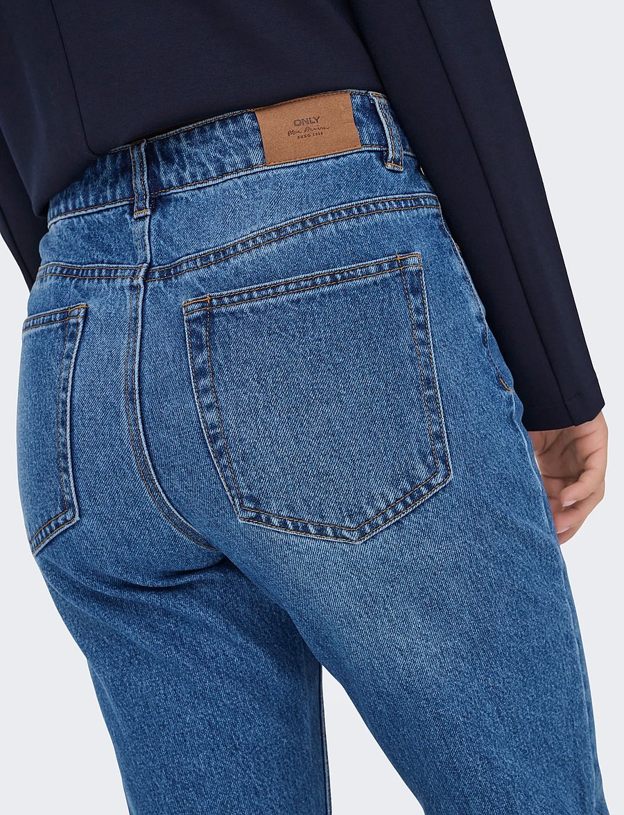 ONLY - ONLHAZEL HW STRAIGHT DNM GUA - tiesaus kirpimo džinsai - medium blue denim - 5