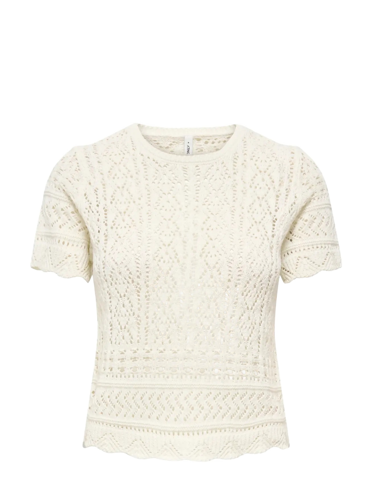 ONLY ONLELKE LIFE SS STRUCTUR O-NECK KNT NOOS - T-shirts & Toppe - BIRCH / cream