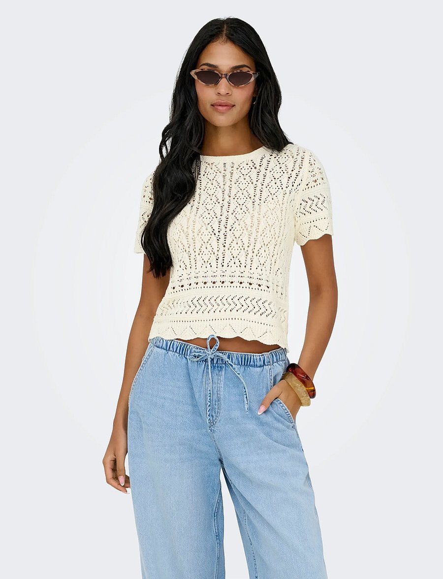 ONLY - ONLELKE LIFE SS STRUCTUR O-NECK KNT NOOS - birch - 0