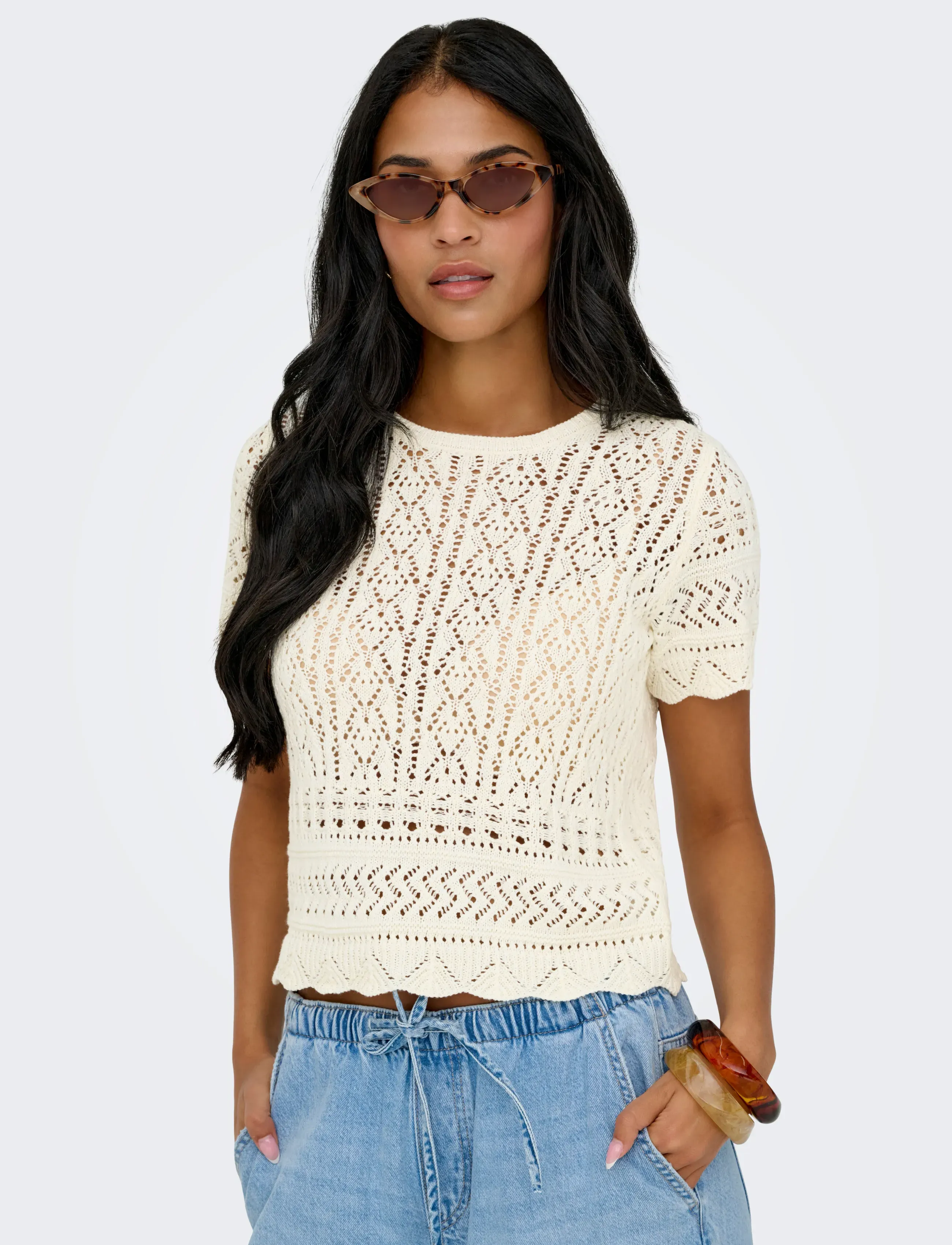 ONLY - ONLELKE LIFE SS STRUCTUR O-NECK KNT NOOS - birch - 5