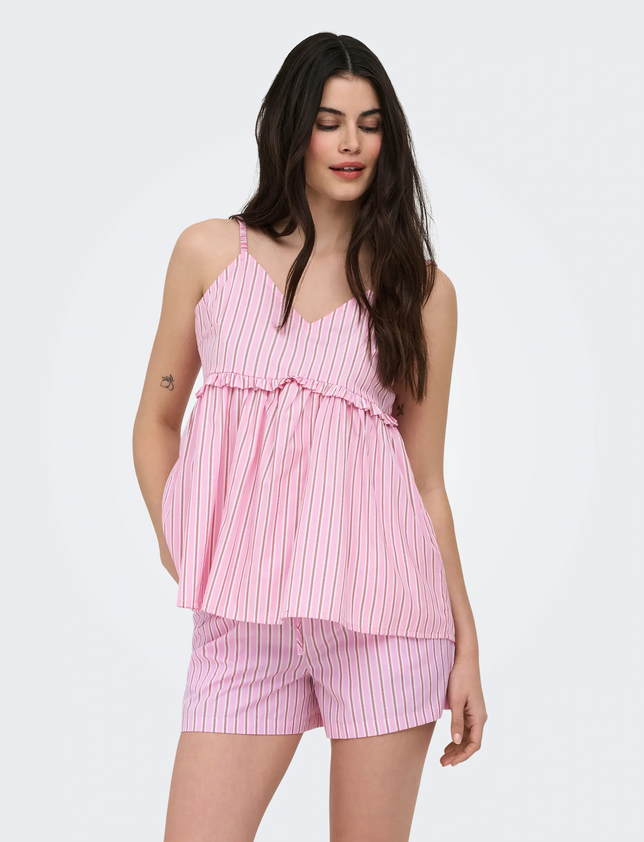 ONLY Onlloris Strap Flowy Top Wvn, Kvinder, Løs Stroptop, Hvid, Str: L
