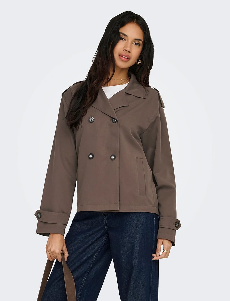 ONLY - ONLHANNAH SHORT LIFE TRENCHCOAT OTW - forårsjakker - chocolate martini - 0