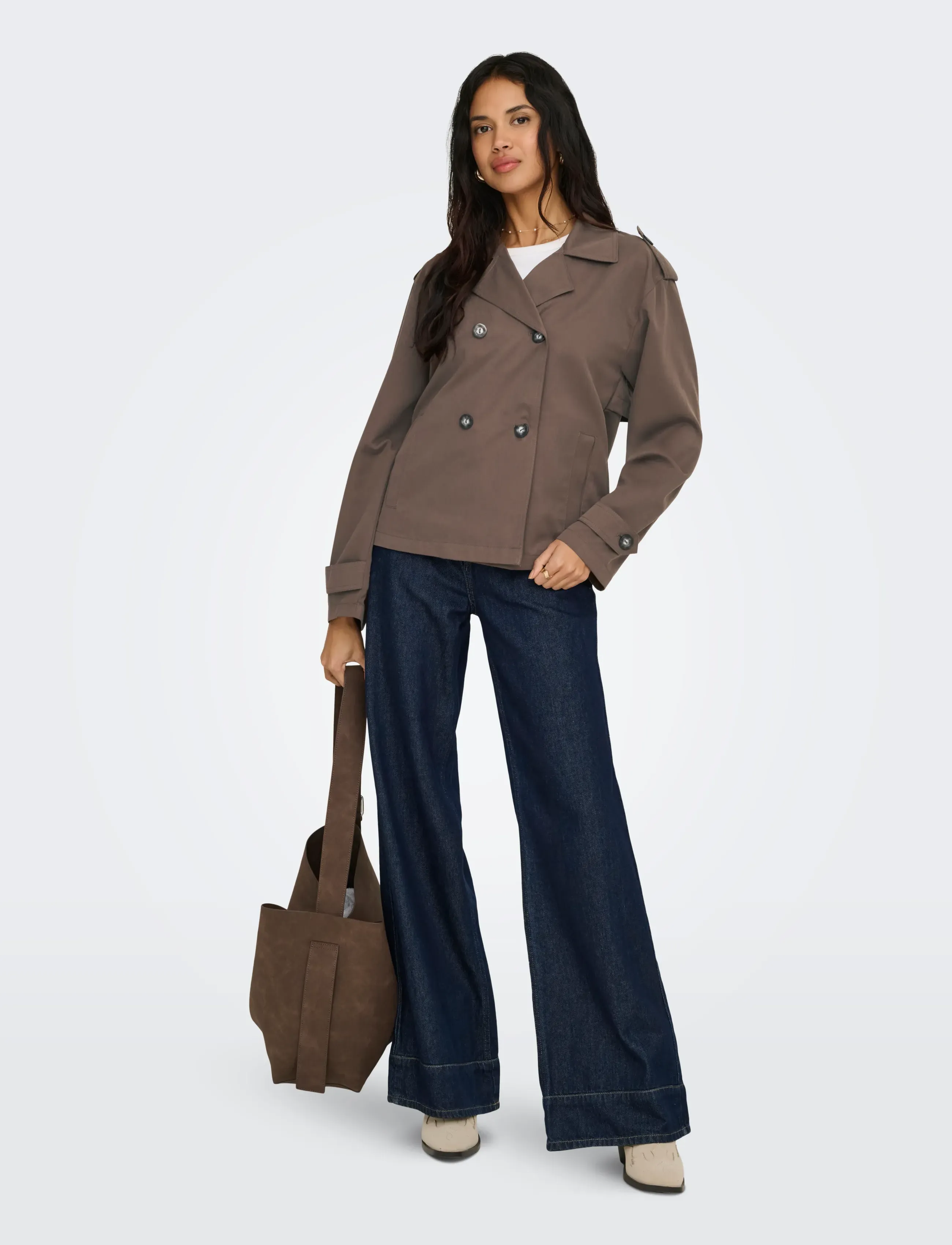 ONLY - ONLHANNAH SHORT LIFE TRENCHCOAT OTW - vestes de printemps - chocolate martini - 4