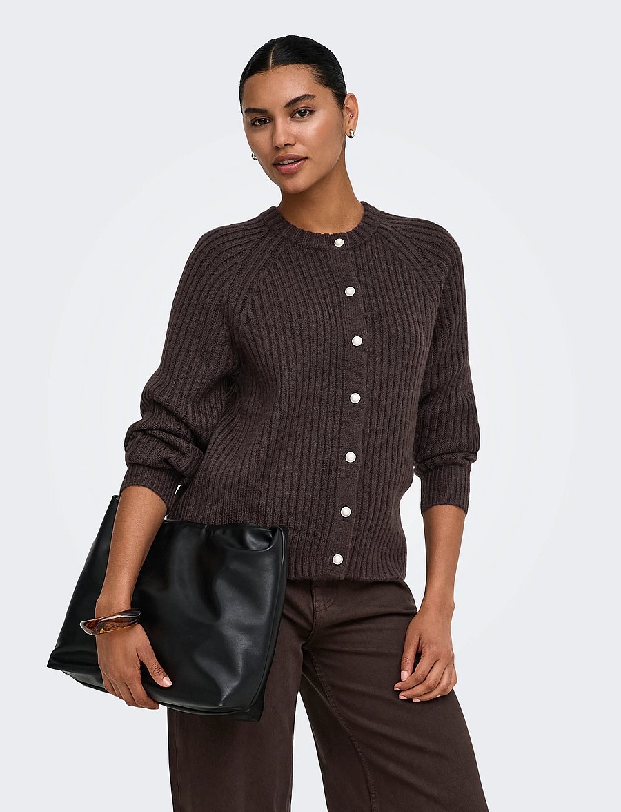 ONLY - ONLKALIBU L/S CARDIGAN KNT NOOS - cardigans - chocolate brown - 0