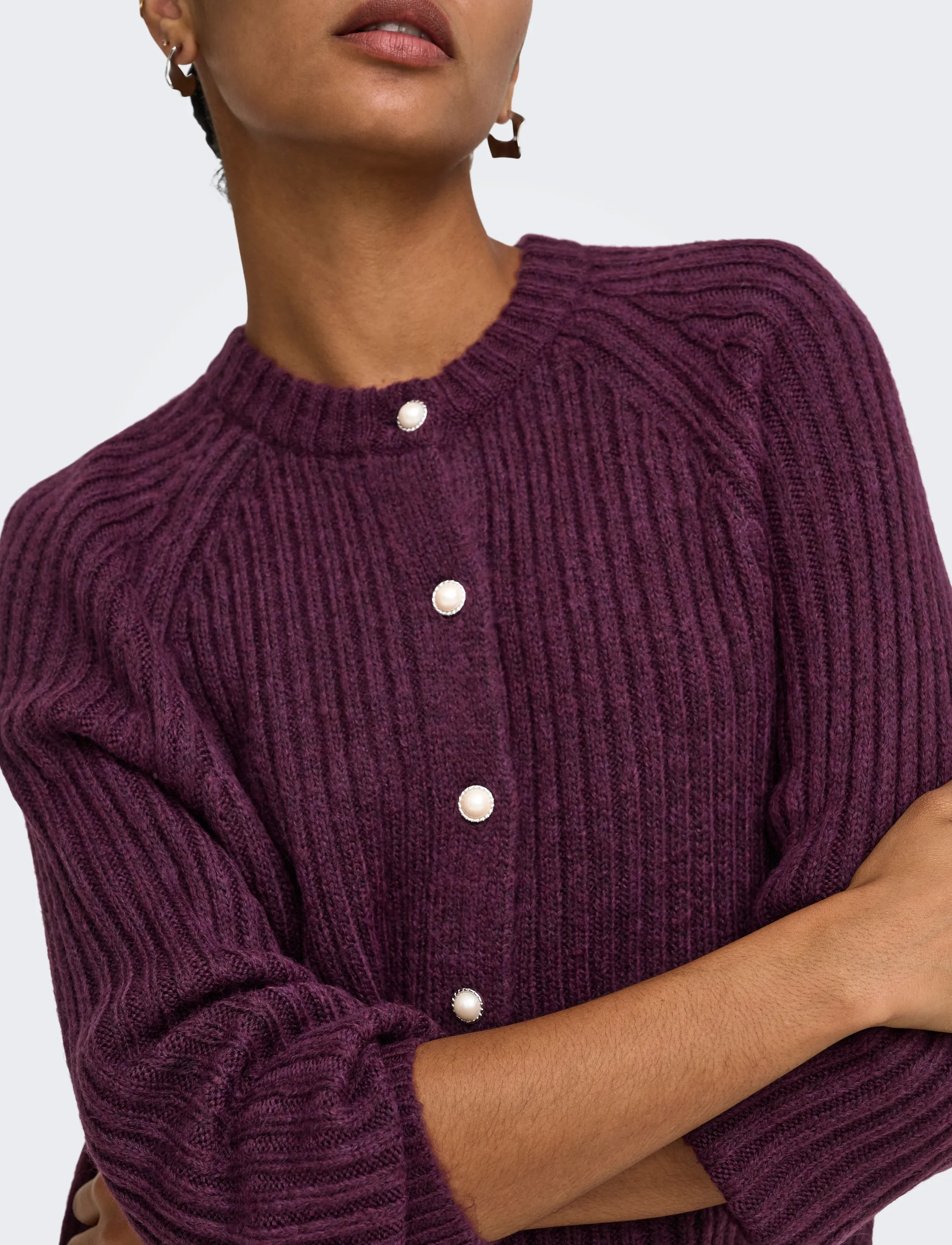ONLY - ONLKALIBU L/S CARDIGAN KNT NOOS - mauve wine - 5