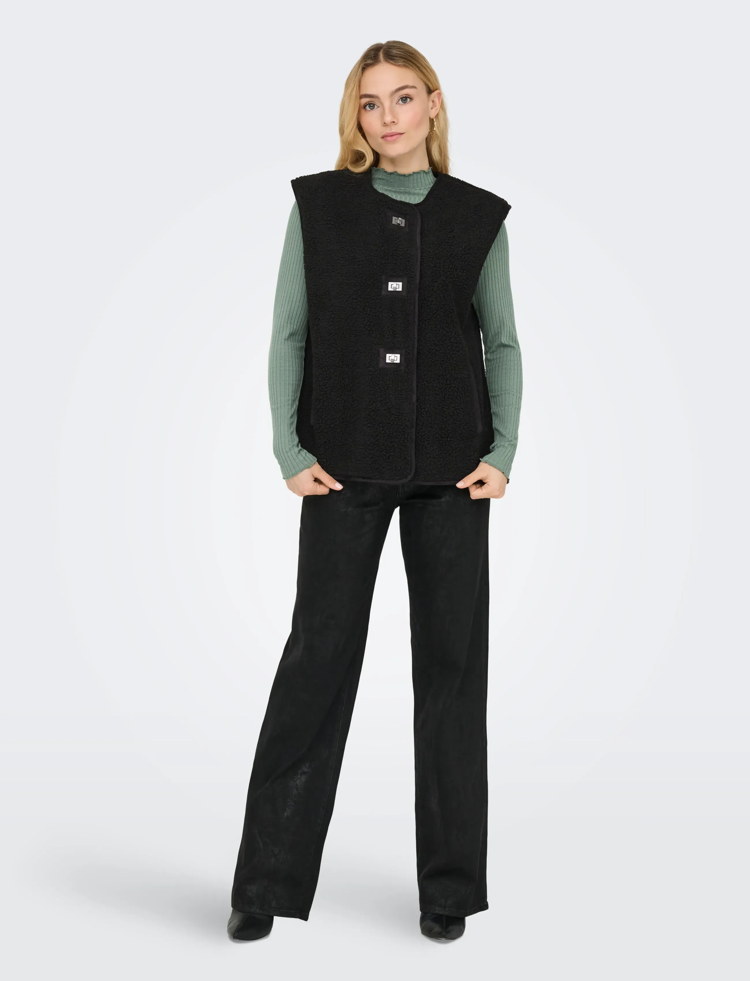 ONLY - ONLWENDY TEDDY WAISTCOAT OTW - fleece- und teddy-westen - black - 4