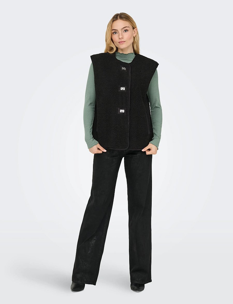 ONLY - ONLWENDY TEDDY WAISTCOAT OTW - fleece- og teddyveste - black - 4