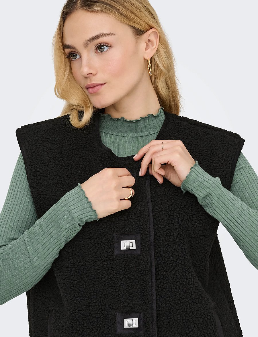 ONLY - ONLWENDY TEDDY WAISTCOAT OTW - fleece- og teddyveste - black - 5