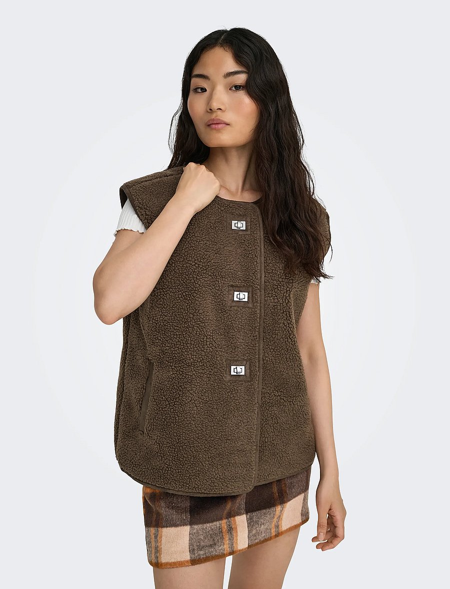 ONLY - ONLWENDY TEDDY WAISTCOAT OTW - fleece- og teddyveste - chestnut - 0
