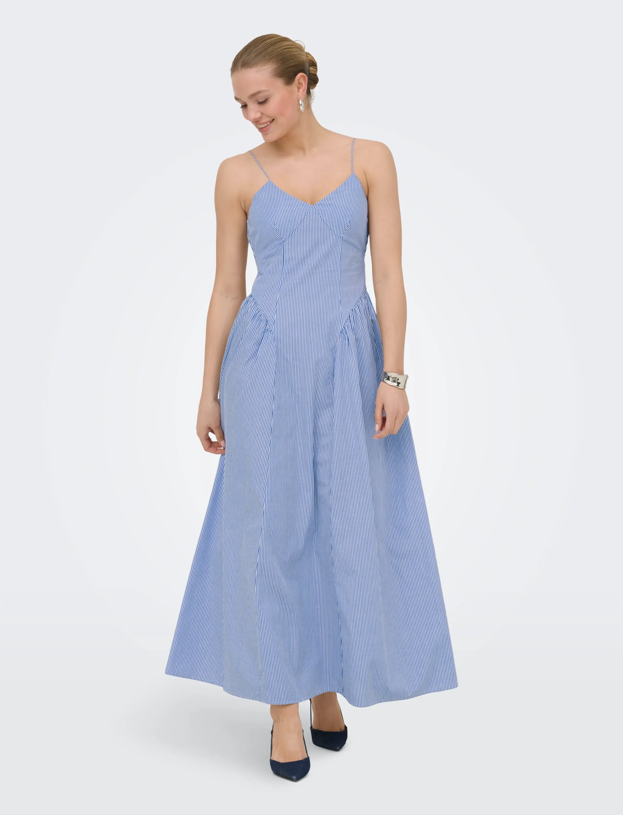 ONLY Onltiari Strap Hip Dress Wvn, M, Blue, Kjoler > Maxikjole, Dame