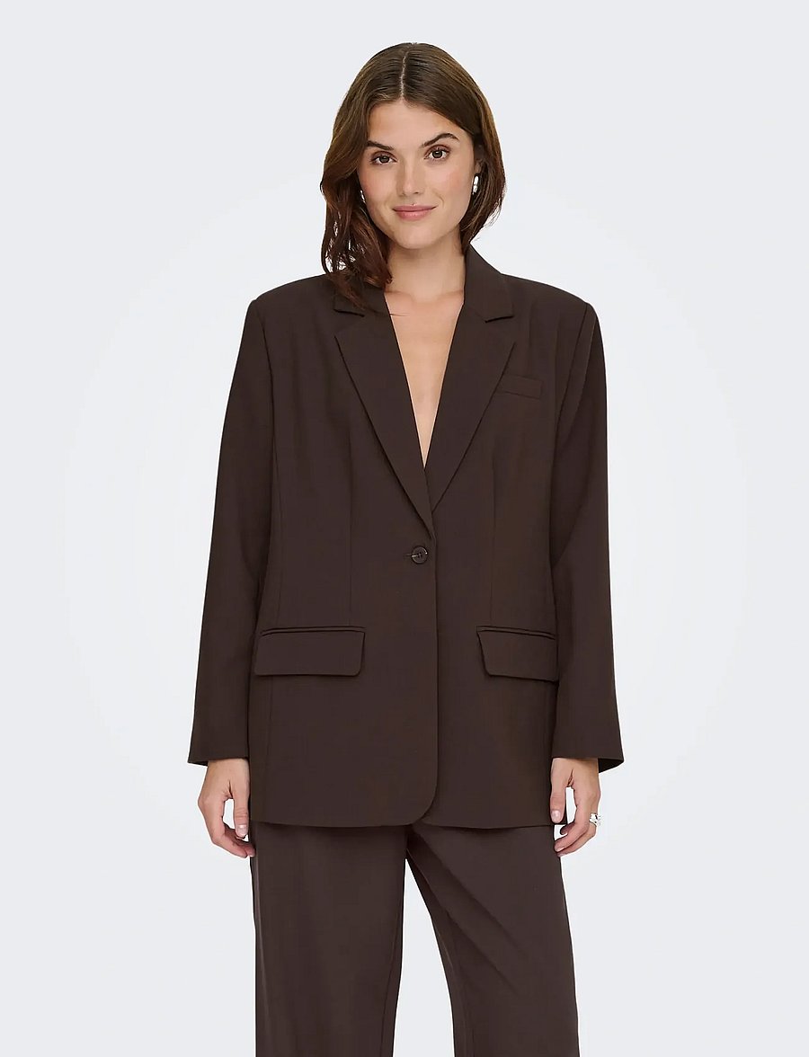 ONLY - ONLLINDA-RAVEN L/S BF BLAZER TLR NOOS - einreihige blazer - coffee bean - 0