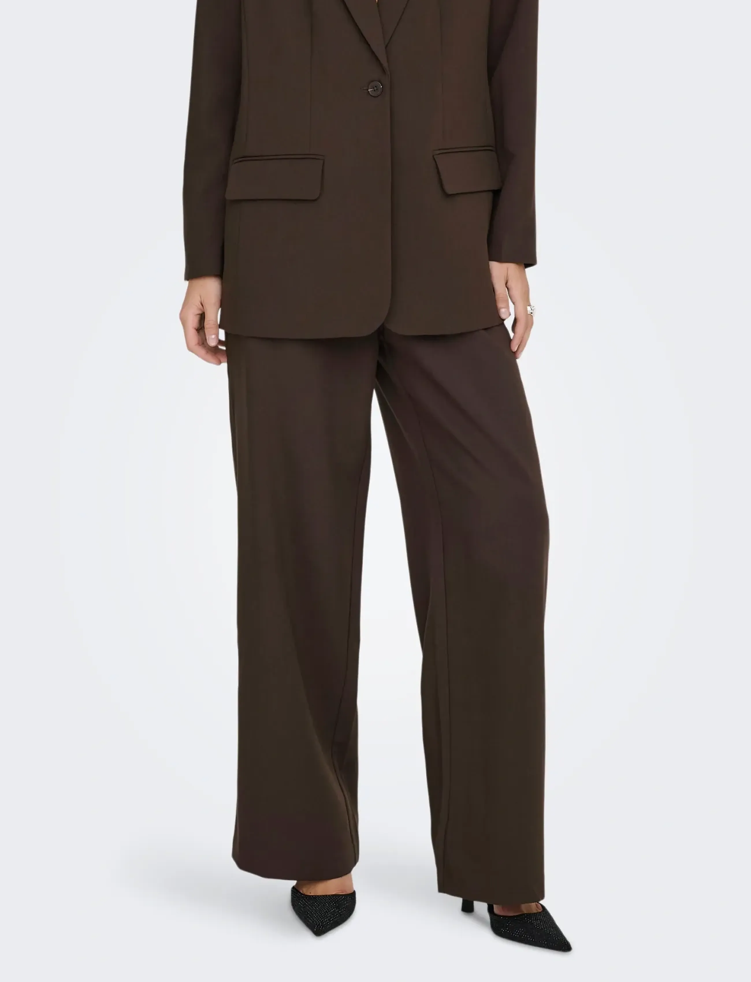 ONLY ONLLINDA-RAVEN HW STR PANTS TLR - Only - COFFEE BEAN / brown