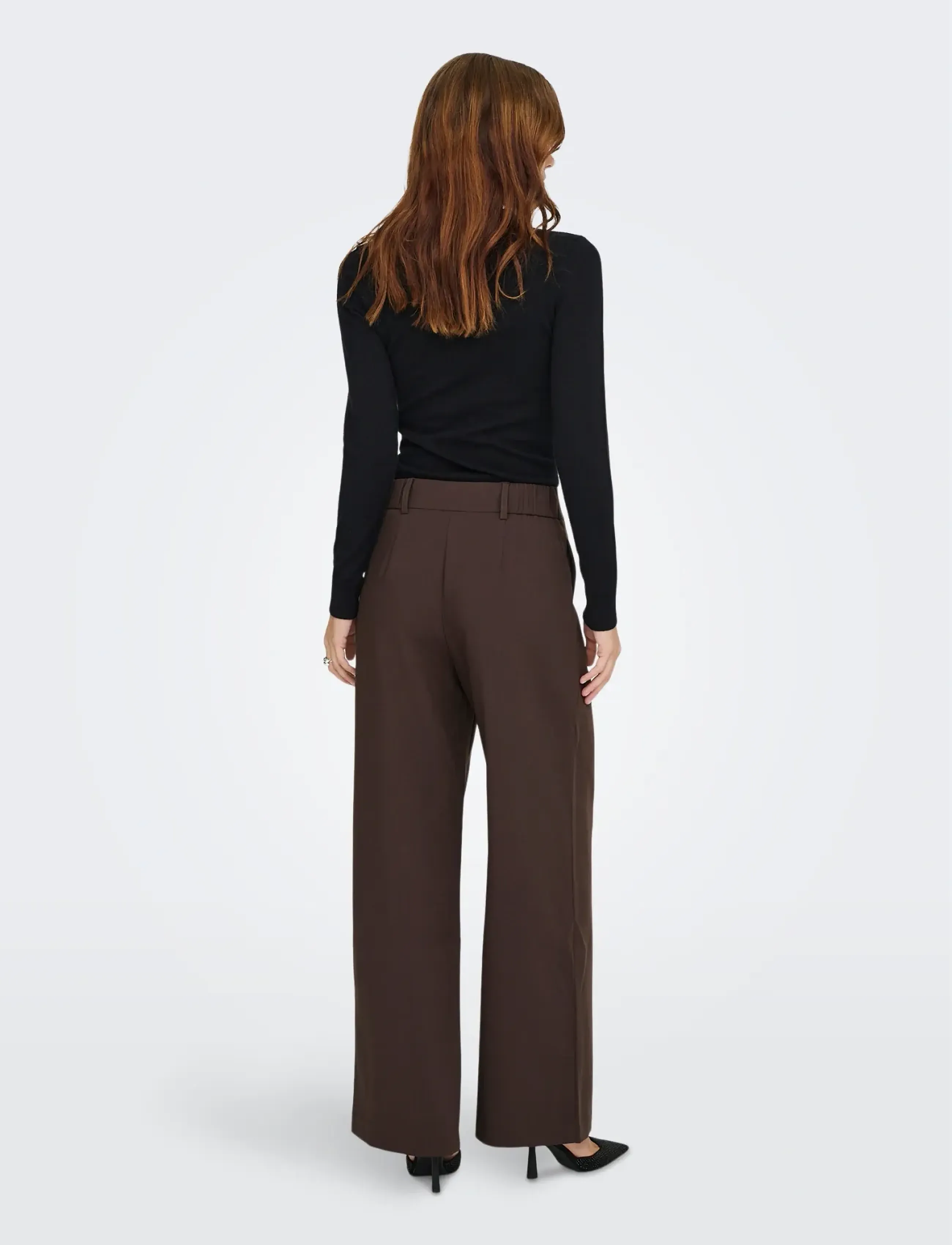 ONLY - ONLLINDA-RAVEN HW STR PANTS TLR - kostymbyxor - coffee bean - 3