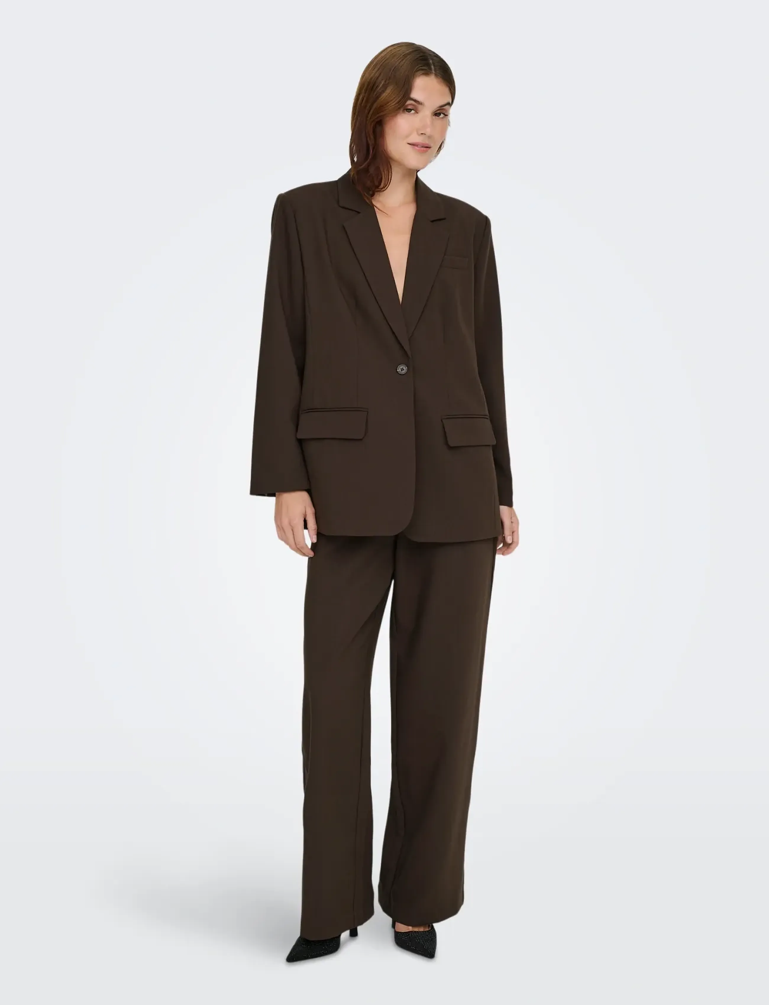 ONLY - ONLLINDA-RAVEN HW STR PANTS TLR - kostymbyxor - coffee bean - 4