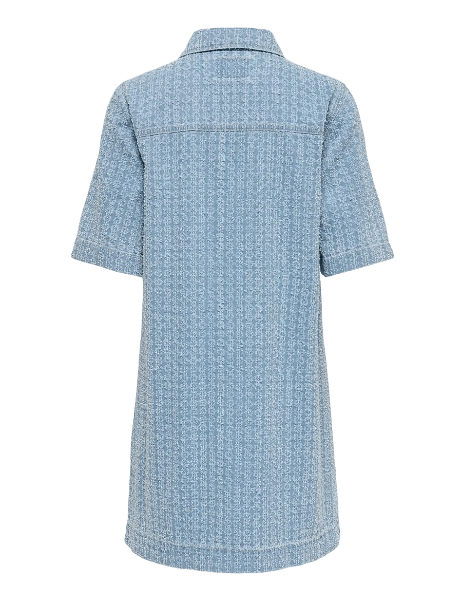 ONLY - ONLBELLE BOUCLE S/S DNM DRESS BJ - skyrtukjólar - light blue denim - 1
