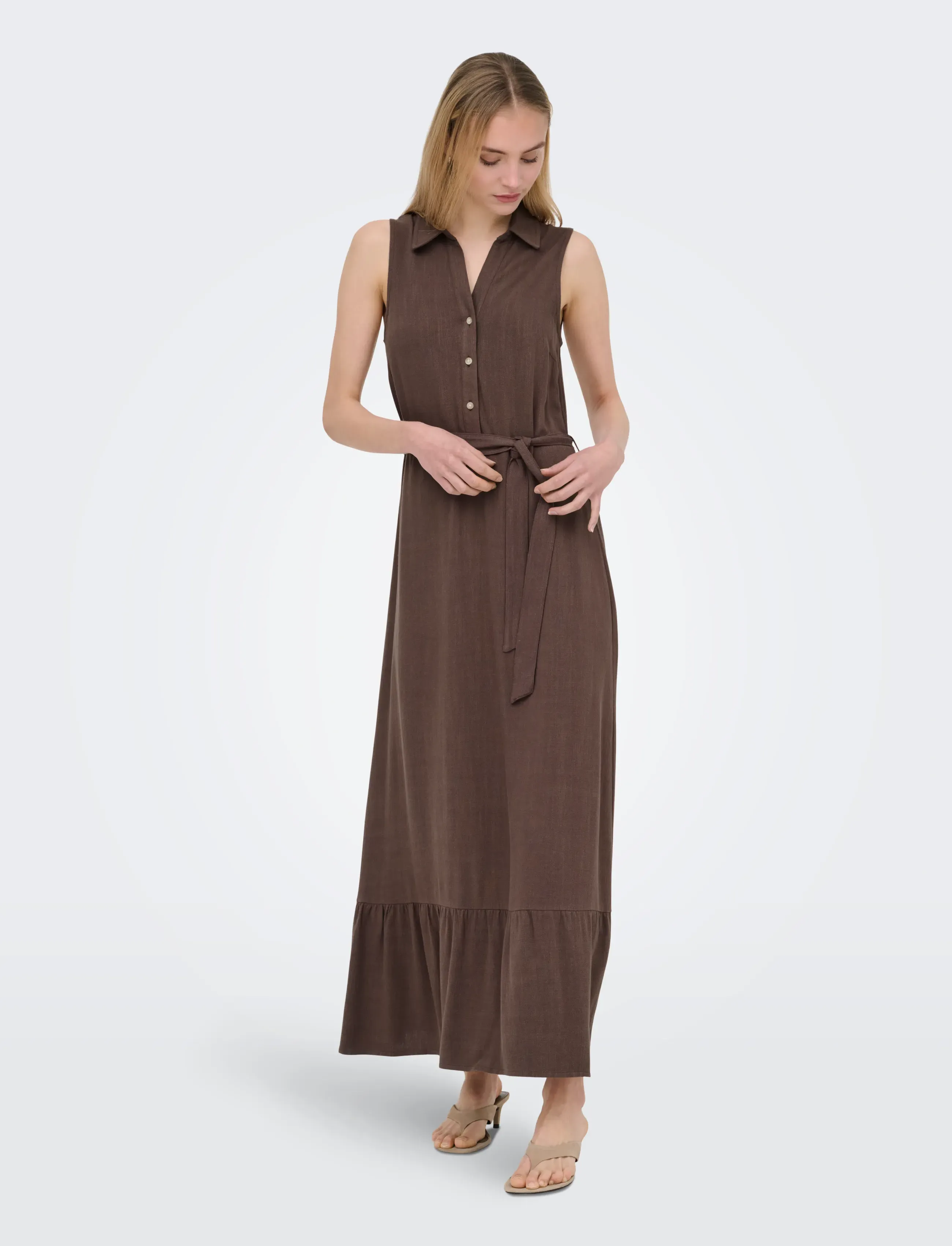 ONLY ONLSIESTA LIN SL BELT DRESS PNT NOOS - Kleider - SHOPPING BAG / brown