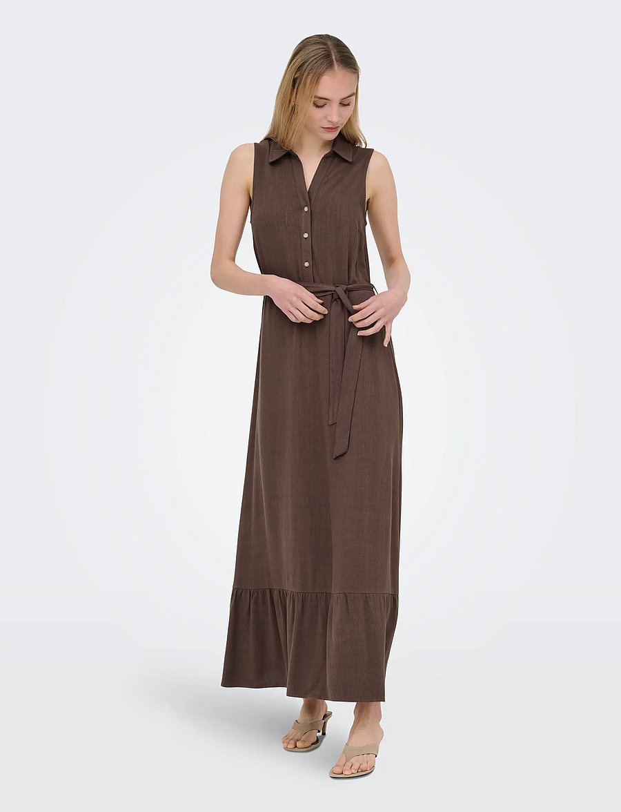ONLY - ONLSIESTA LIN SL BELT DRESS PNT NOOS - maxi kjoler - shopping bag - 0