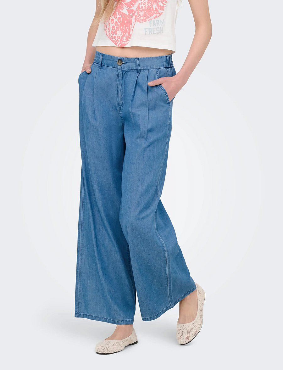 ONLY - ONLBEA HW DNM WIDE DNM BJ - brede jeans - medium blue denim - 0