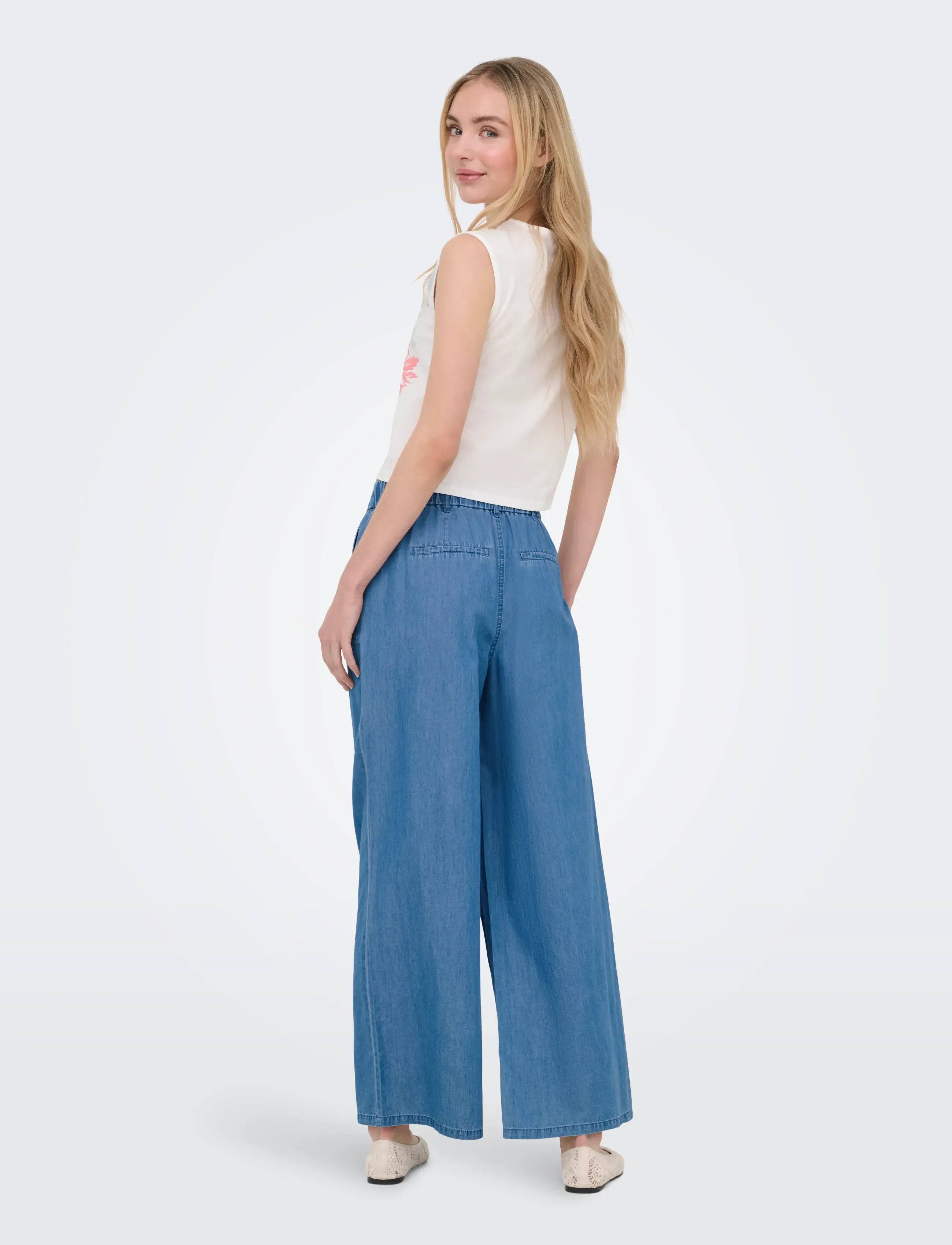 ONLY - ONLBEA HW DNM WIDE DNM BJ - brede jeans - medium blue denim - 3