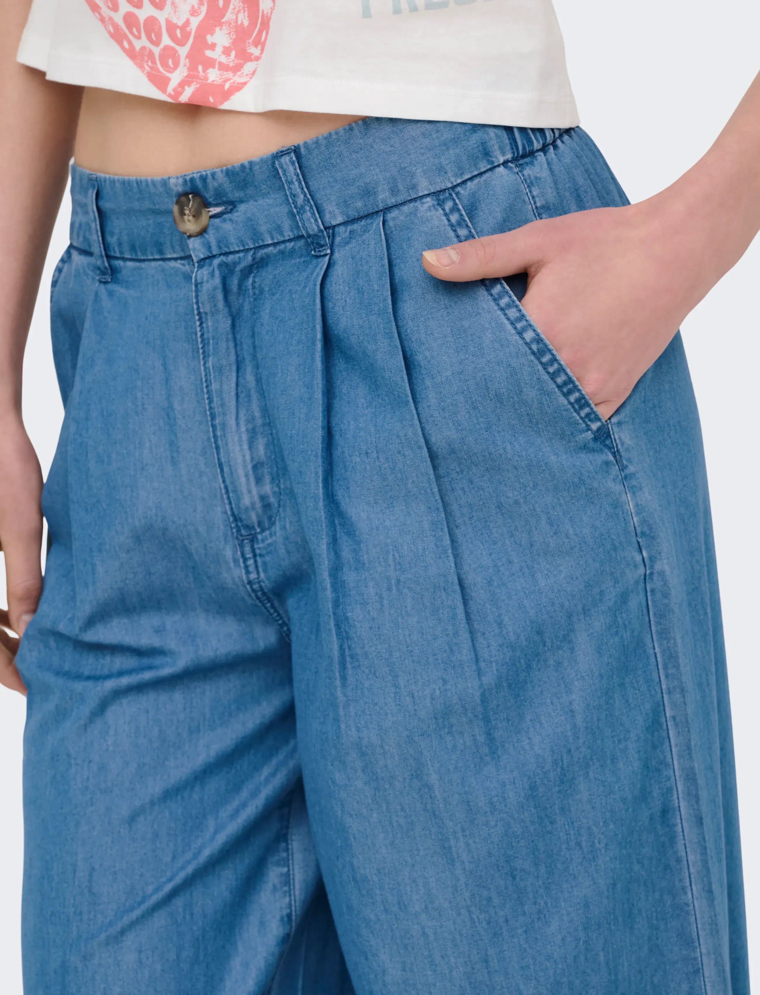 ONLY - ONLBEA HW DNM WIDE DNM BJ - brede jeans - medium blue denim - 5