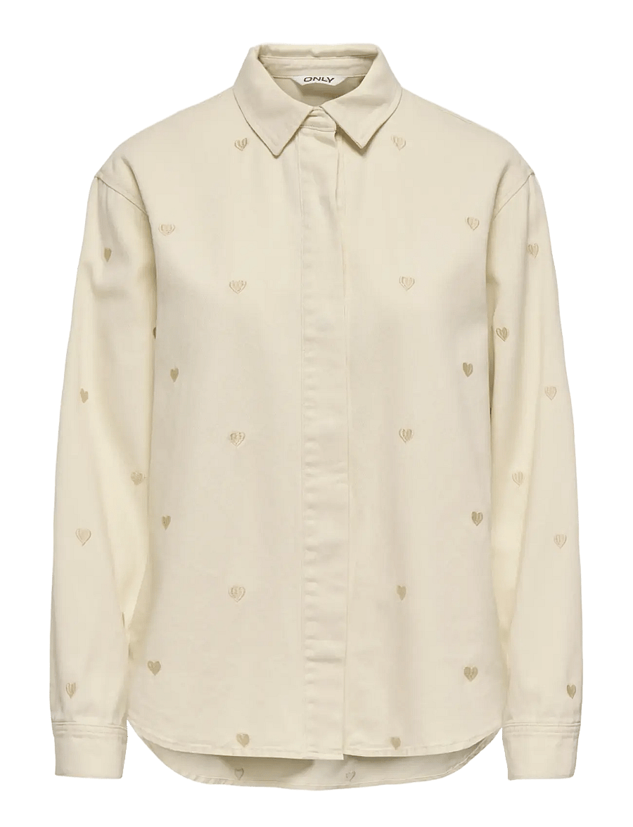 ONLY - ONLVERA LS HEART DNM SHIRT GUA - teksasärgid - ecru - 1