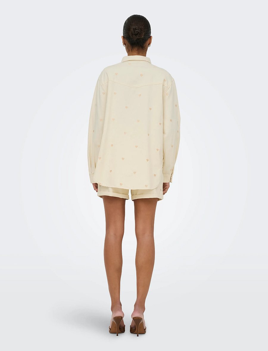 ONLY - ONLVERA LS HEART DNM SHIRT GUA - teksasärgid - ecru - 3