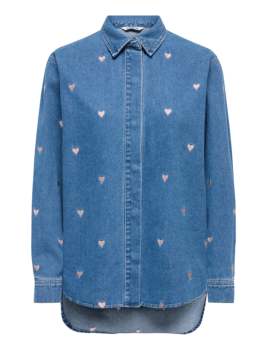 ONLY - ONLVERA LS HEART DNM SHIRT GUA - džinsiniai marškiniai - medium blue denim - 1