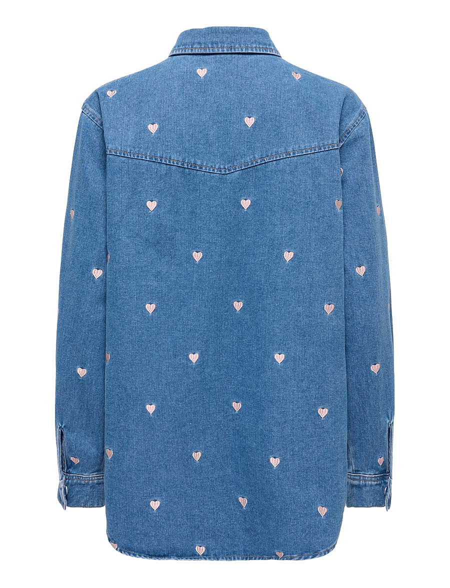 ONLY - ONLVERA LS HEART DNM SHIRT GUA - džinsiniai marškiniai - medium blue denim - 2
