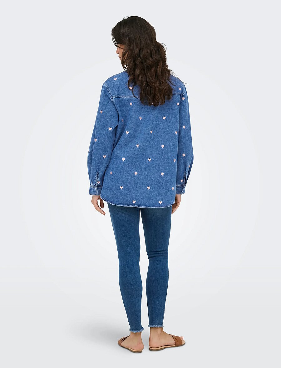 ONLY - ONLVERA LS HEART DNM SHIRT GUA - džinsiniai marškiniai - medium blue denim - 3