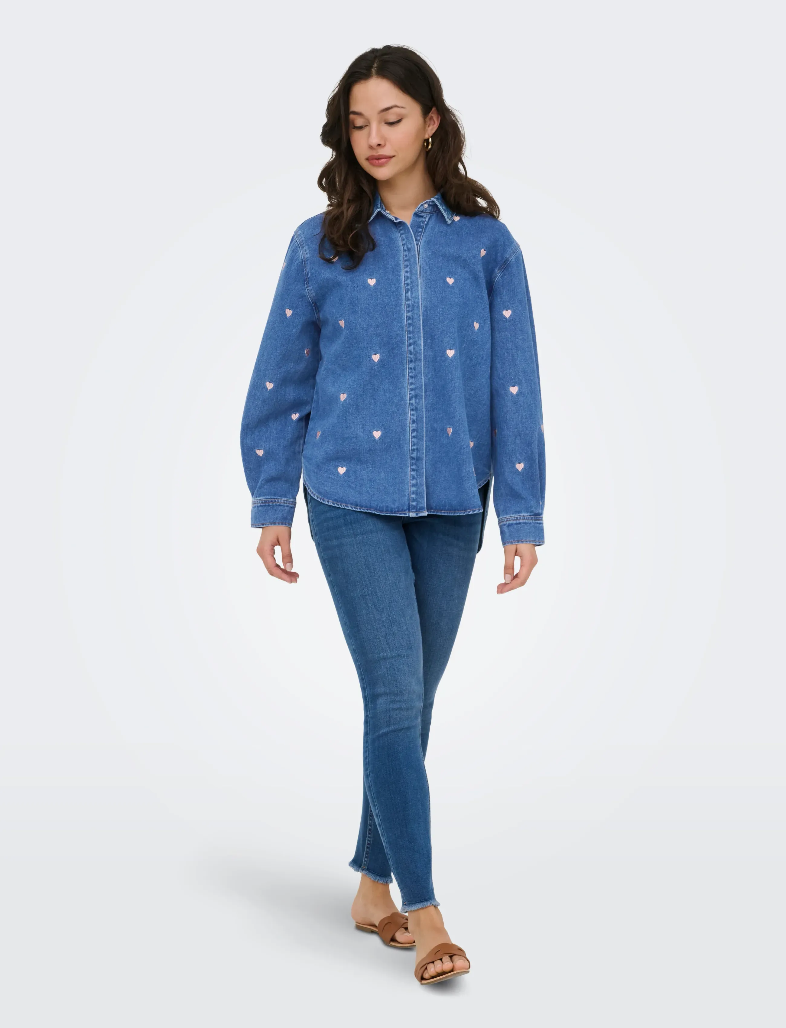 ONLY - ONLVERA LS HEART DNM SHIRT GUA - denimskjorter - medium blue denim - 4