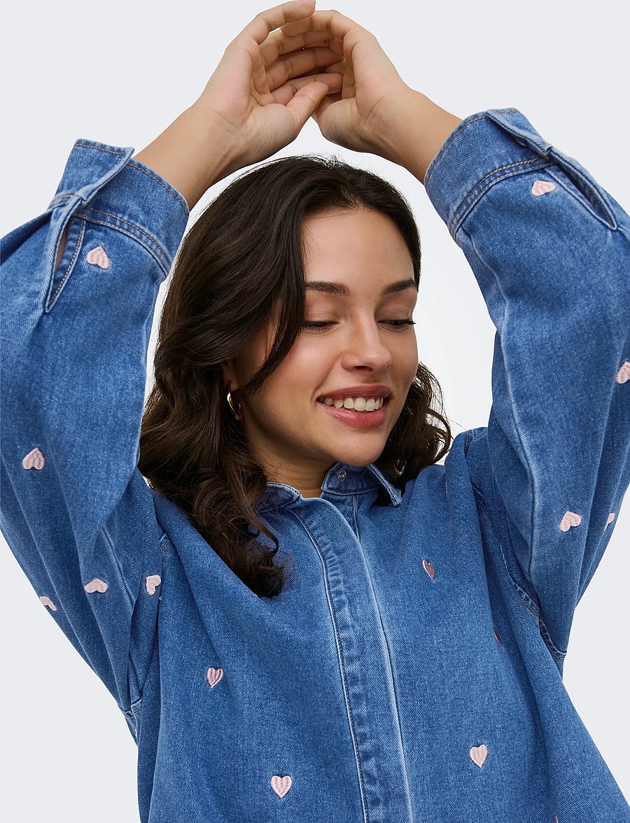 ONLY - ONLVERA LS HEART DNM SHIRT GUA - džinsiniai marškiniai - medium blue denim - 5