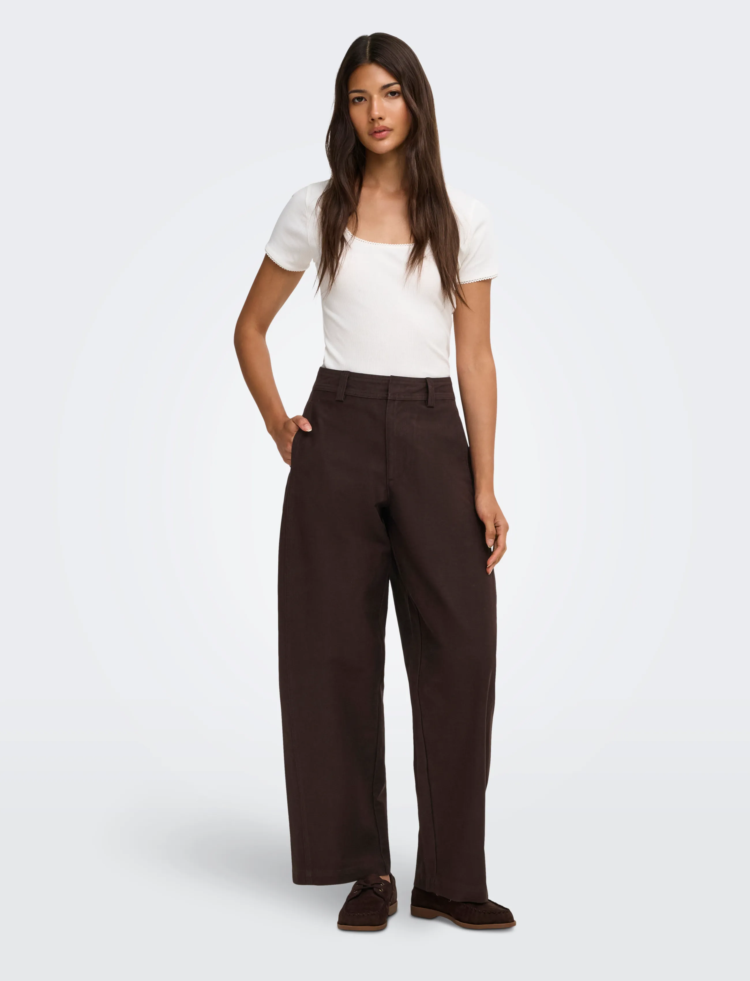 ONLY - ONLCLAIR MW BARREL PANT PNT NOOS - barrel-bukser - black coffee - 4