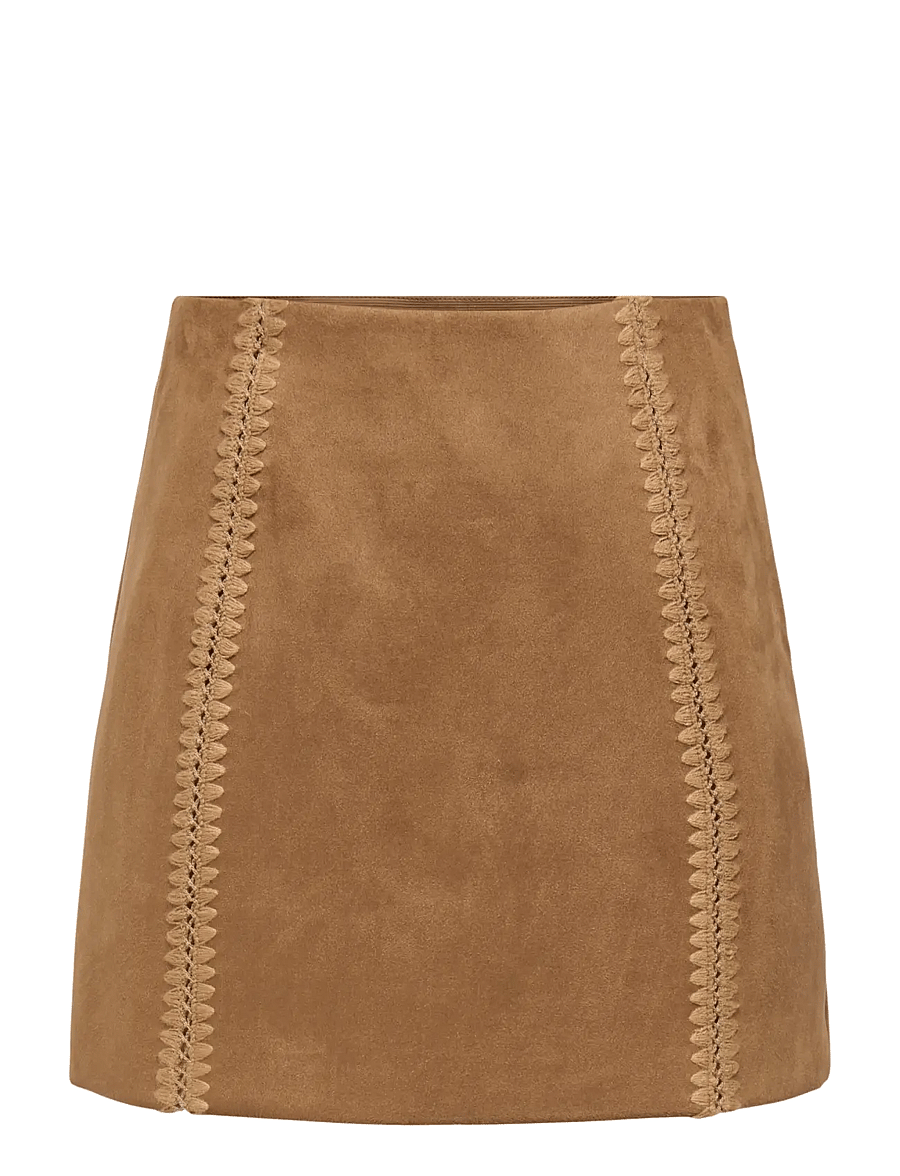 ONLY - ONLJOLINE FAUX SUEDE SKIRT OTW - stutt pils - cognac - 1