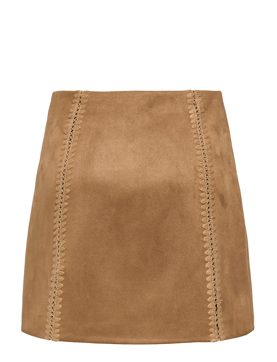 ONLY - ONLJOLINE FAUX SUEDE SKIRT OTW - stutt pils - cognac - 2
