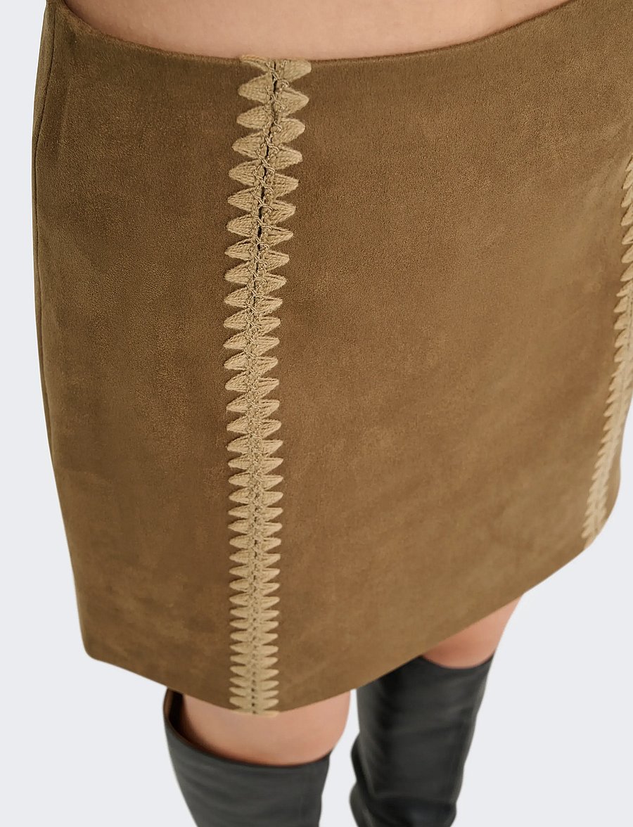 ONLY - ONLJOLINE FAUX SUEDE SKIRT OTW - kurze röcke - cognac - 5