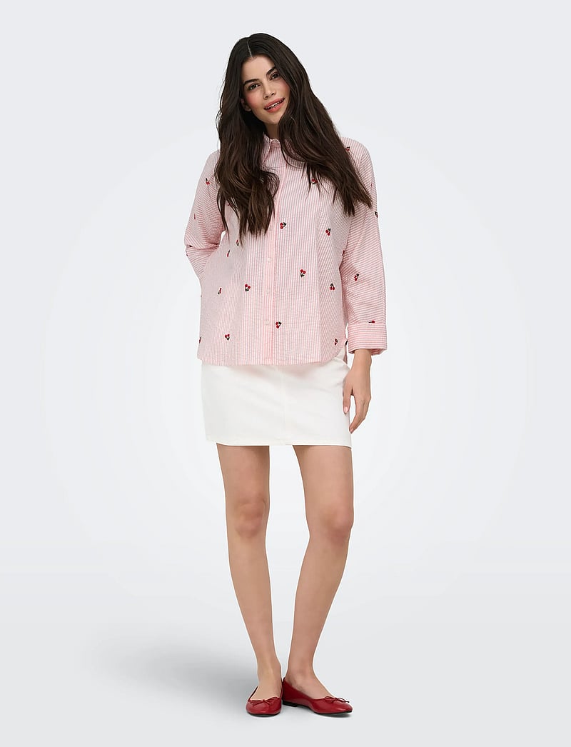 ONLY - ONLNEW LINA GRACE L/S CHERRY SHIRT WVN - long-sleeved shirts - crystal rose - 4