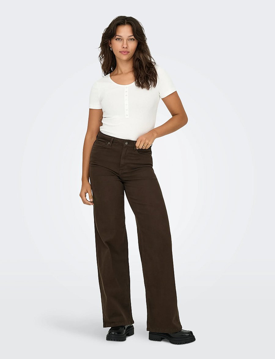 ONLY - ONLMADISON BLUSH HW WIDE COLOR DNM NOOS - dark brown denim - 4