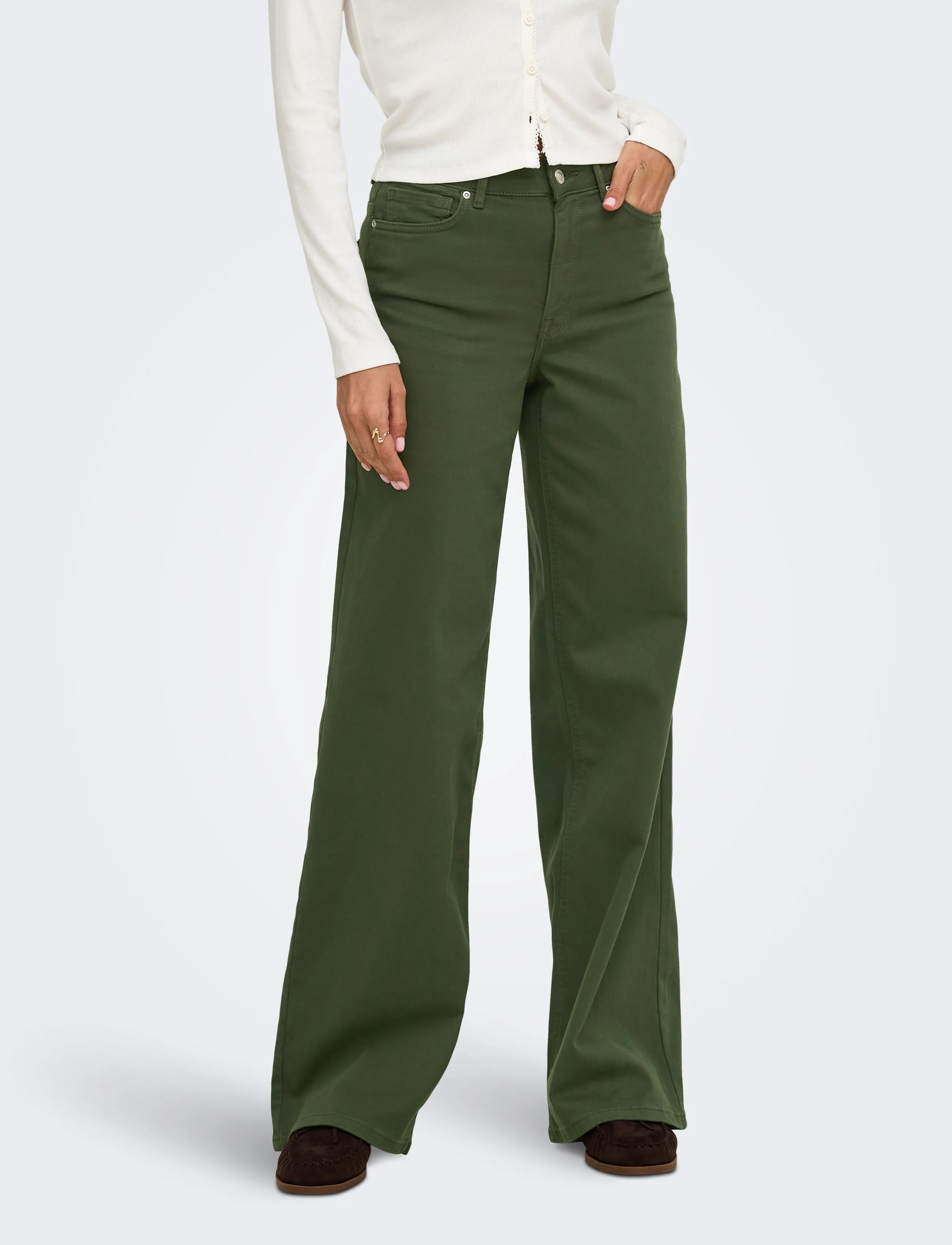 ONLY ONLMADISON BLUSH HW WIDE COLOR DNM NOOS - Kollektioner - SMOKEY OLIVE / khaki/green