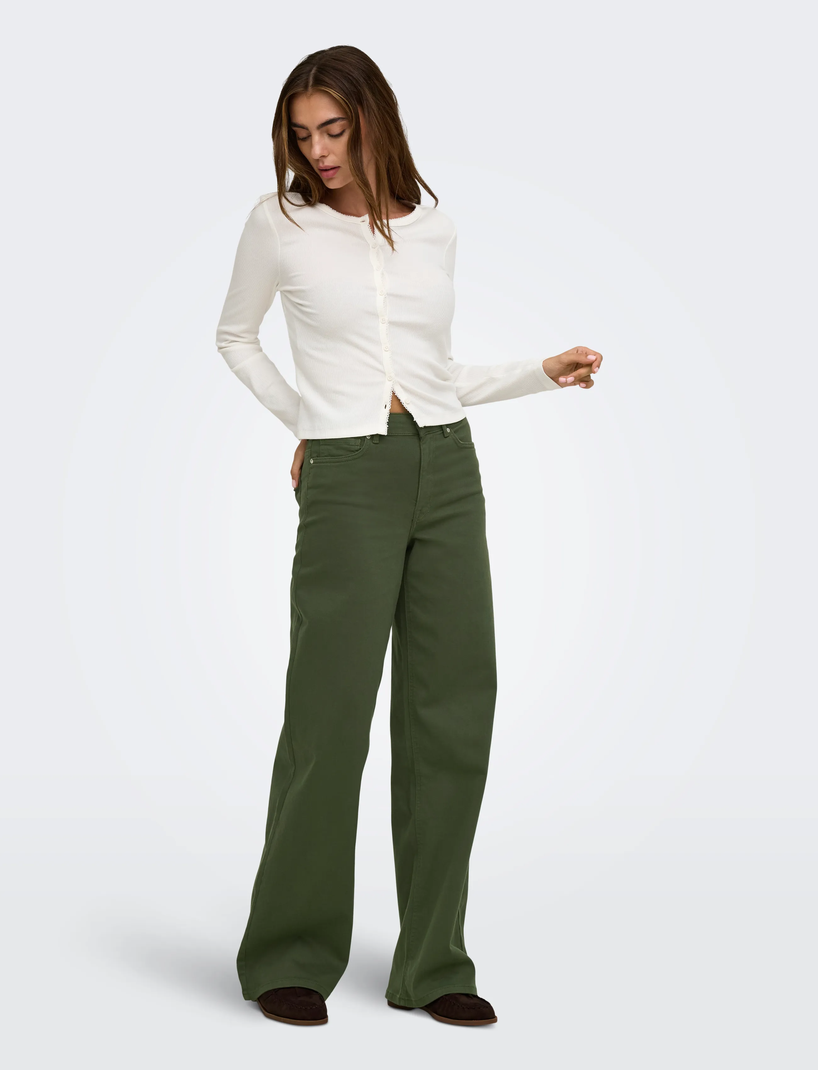 ONLY - ONLMADISON BLUSH HW WIDE COLOR DNM NOOS - vida jeans - smokey olive - 4