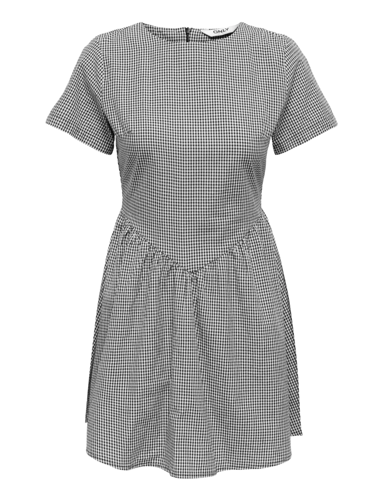 ONLY Onlmarinna Selene V Waist Dress Wvn, Kvinder, Gingham V Talje Kjole, Sort, Str: M